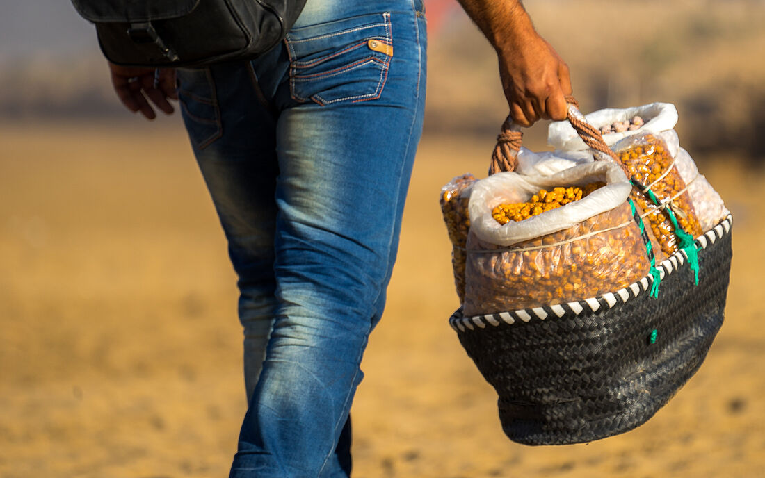 Nuts come in all kinds of forms and are sold right by the shore.