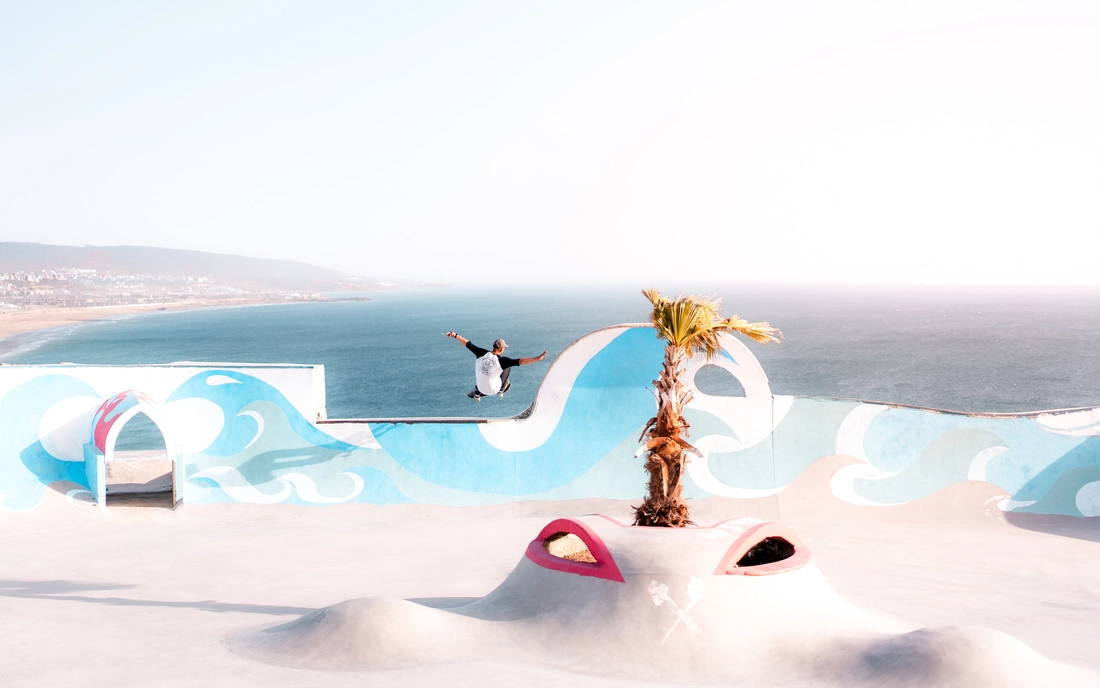 Der Skatepark in Taghazout mit Meerblick