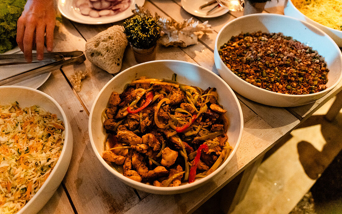 Abendessenbuffet in Sri Lanka