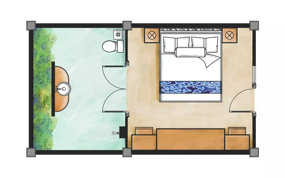 Deluxe Double Room Seminyak Surf Camp