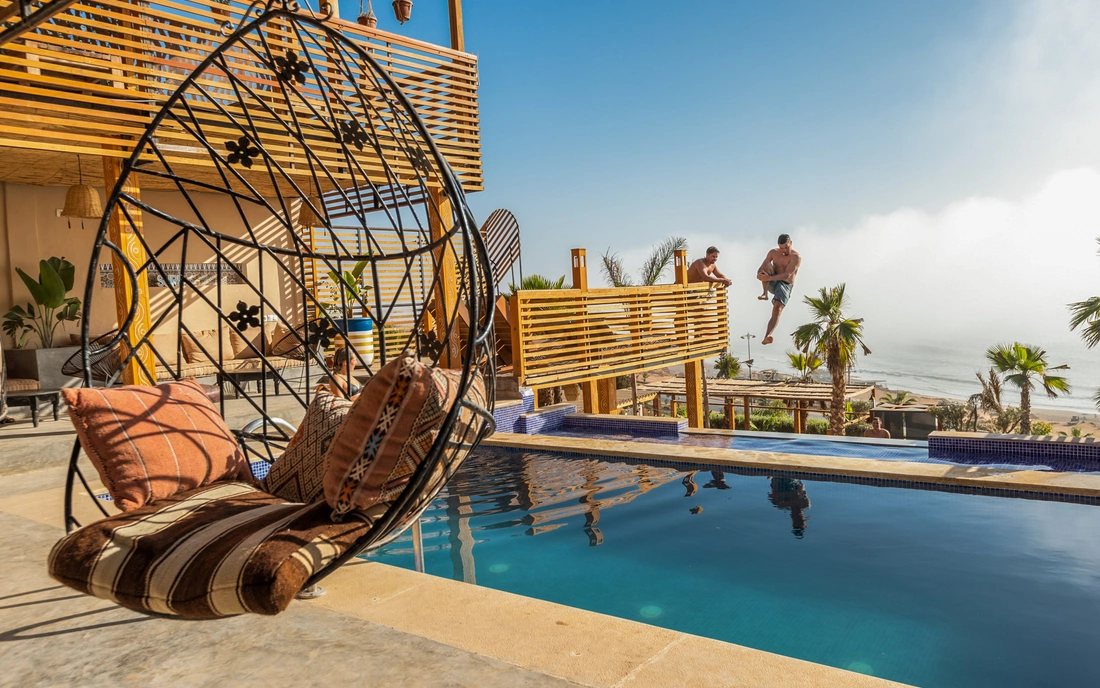 Infinity pools & 180° sea view at Sea View Surfcamp Morocco