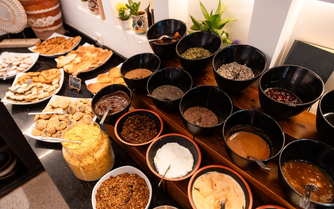 Das reichhaltige Frühstücksbuffet