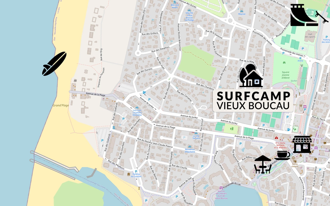 Surfcamp Vieux Boucau Frankreich Karte