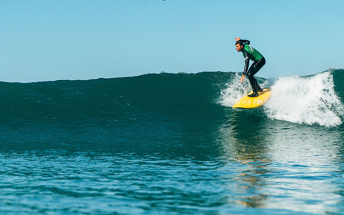 Surf the first green waves Surf Life in our Pure Surf Camp Peniche and the first green wave