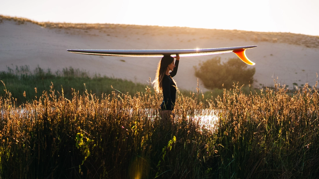 Surfen gehen Frankreich Lagune Longboard