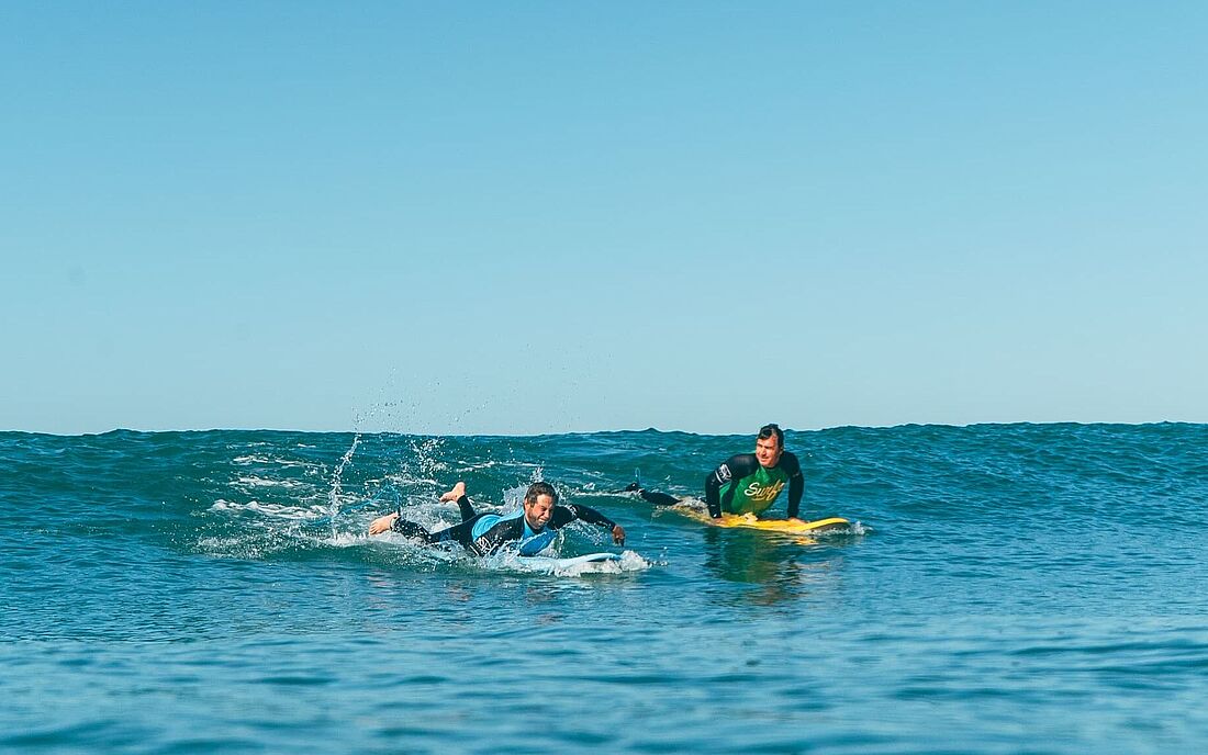 The surf instructors will support you in the water The surf instructors will support you in the water