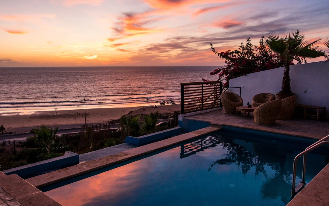 Blick vom Sea View Surfcamp in Aourir auf den Surfspot K11