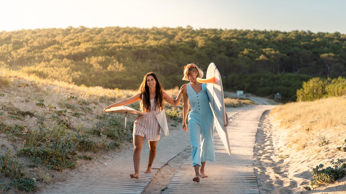 Zu Fuß zum Strand Surfcamp Soustons Plage Frankreich Ü18 Düne