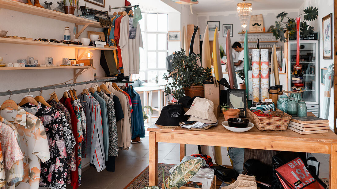 Stroll through the local surf shops Community in our Pure Surf Camp Peniche and the local stores