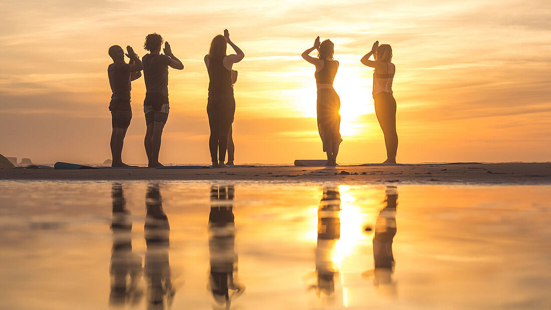 Yoga at sunset Sunset Yoga in the Pure Surf Camp Peniche