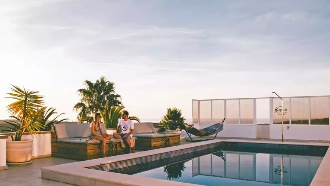 Chill poolside in the warm afternoon sun Surf Camp Algarve Portugal