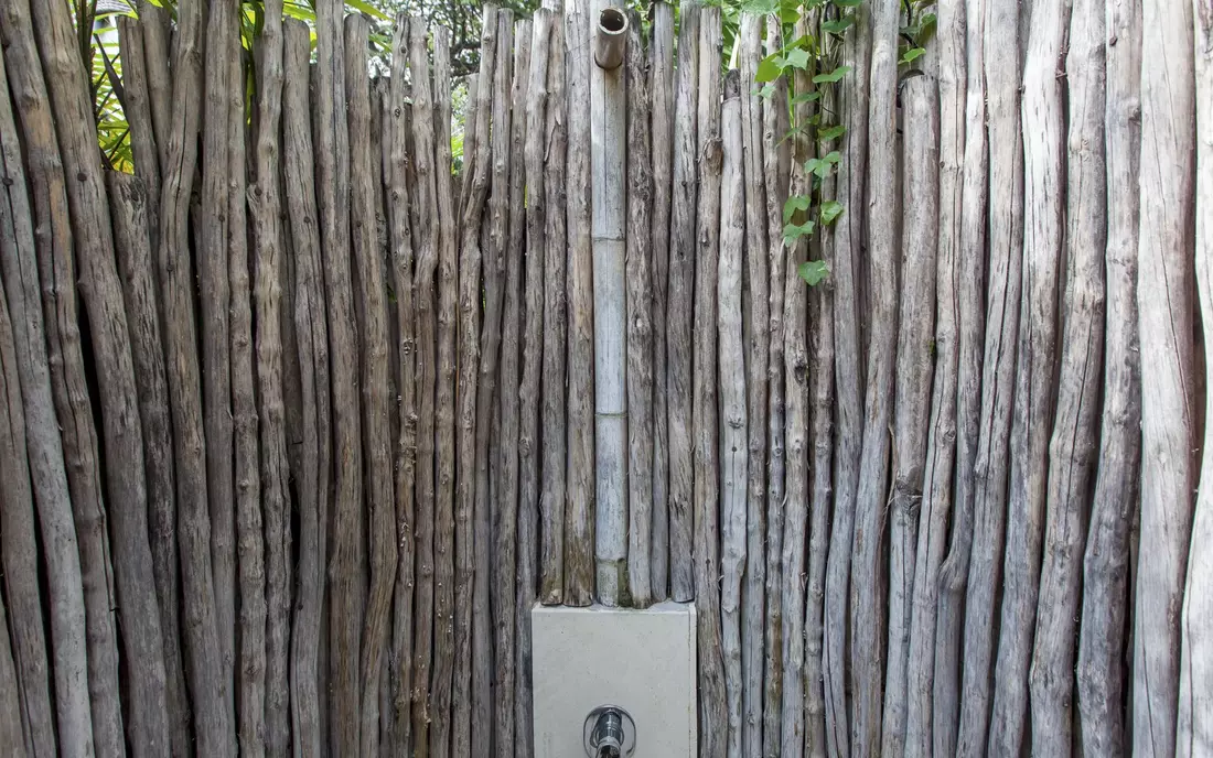 Tipi in Seminyak Surf camp outdoor shower